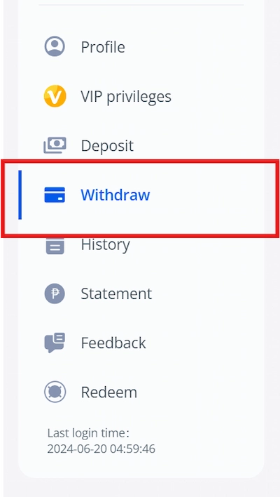 Select the "Withdraw" box