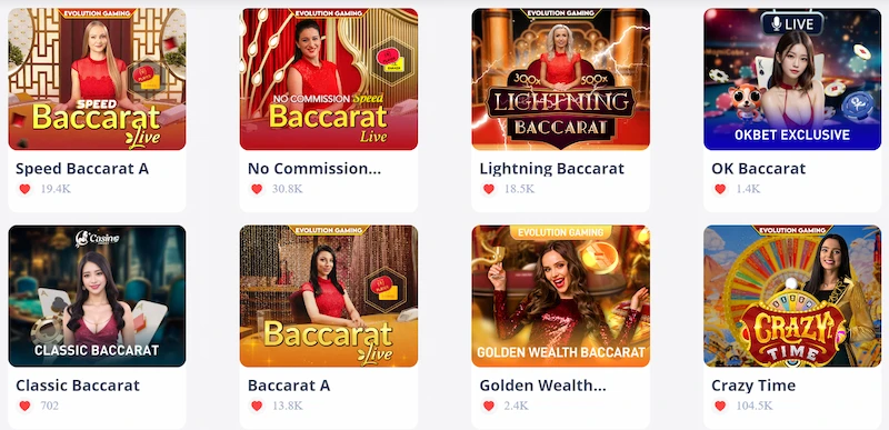 Featured casino games at OKBET online casino